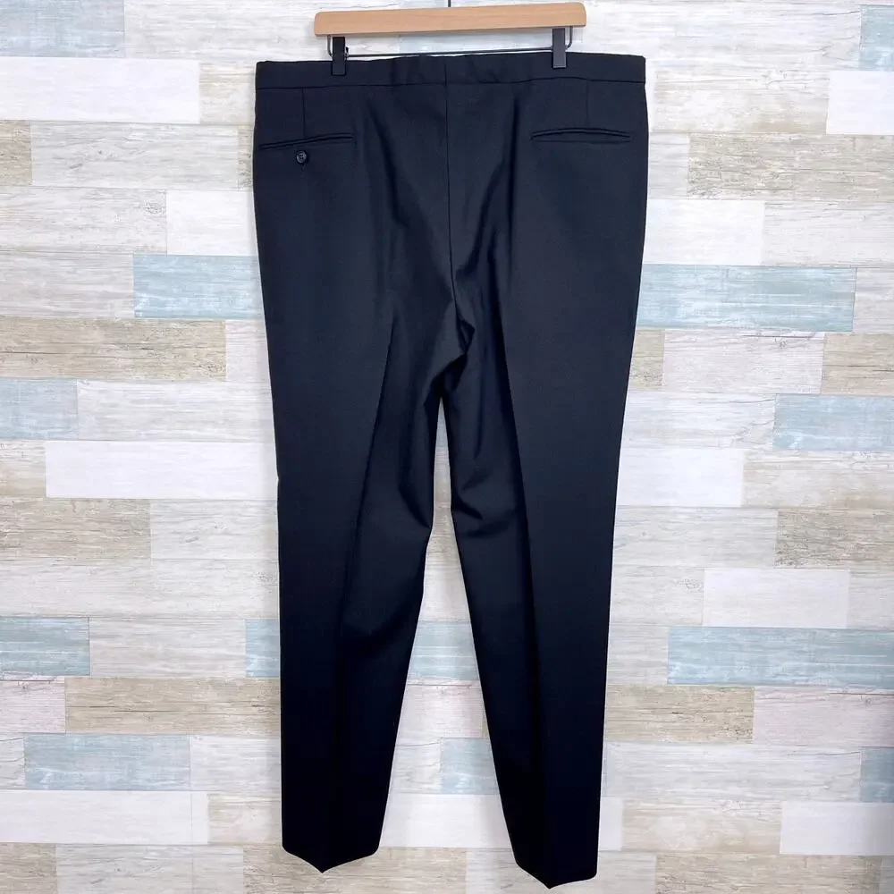 Jos A Bank Notch Collar Tuxedo Suit Black Mens 44R Jacket 40x31 Pleated Pants